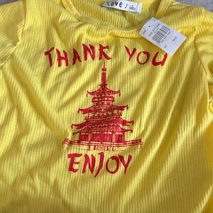 Yellow Graphic Tee with Red Print